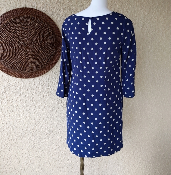 Boden Theodora Ponte Polka Dot Dress, French Navy" - Picture 3 of 7